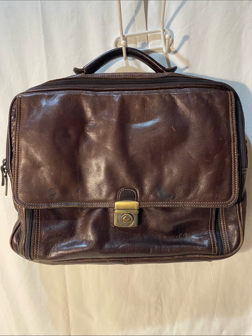 ZHHZ Leather Goods brown Laptop briefcase